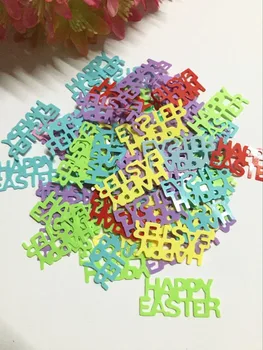 400pcs/daudz 27mm priecīgas Lieldienas Vēstuli Vizuļi PVC Dzīvoklis Paillette Amatniecības Šūšanas DIY Piederumu Bērniem DIY