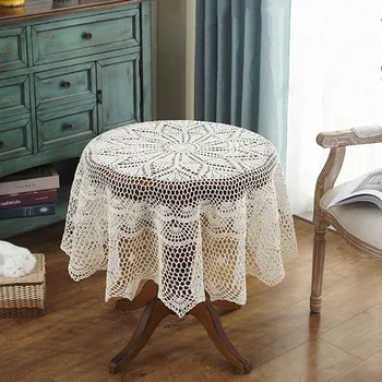 Karstā Luksusa Apaļā galda segums Pastorālo Tamborētu galdautu Ēdamistabas galdauti Mājās, Dekoratīvās ziemassvētku galdauts segtu tabula
