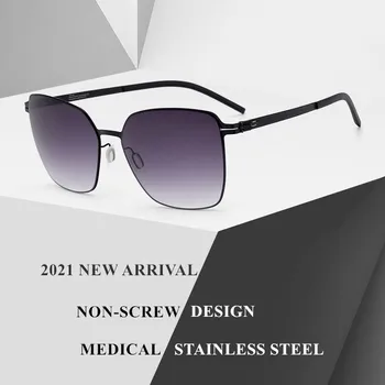 2022 Jaunu Zīmolu Konstrukcija citu-Skrūve, Saulesbrilles Vīriešiem Medicīnas Nerūsējošā Tērauda, Saules Brilles Rāmis, Super Viegls Briļļu LOUIS