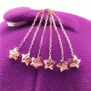 585 Purpura, Zelta Zvaigzne auskari sievietēm, eleganta un maiga 14K pieauga zelta pārklājumu modes Auss līnijas saderināšanās rotaslietas