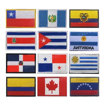 Amerikas Izšuvumi, Plāksterus, Emblēmas, Emblēmu 8*5cm DIY Piederumu Āķi un Cilpas Taktiskās Argentīna Kolumbija, Čīle Dominikānas Kuba