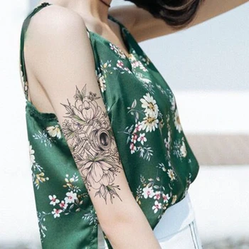 Ūdensnecaurlaidīgus Pagaidu ziedu rokas tetovējumu uzlīmes modes Kāju uzlīmes oriģinālās tintes ziedu tetovējums, uzlīmes, Body Art Roku Viltus Tatto