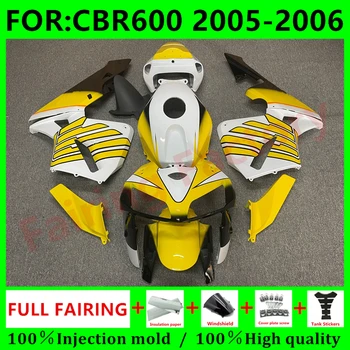 Jauns ABS Motociklu Visu Pārsegi Komplekts CBR600RR F5 2005 2006 CBR600 RR CBR 600RR 05 06 Virsbūve, pilna aptecētājs uzstādīts dzeltens balts