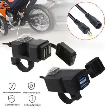 Dual USB Lādētājs Motociklu Motocikla Stūres Ostas 12V Ūdensizturīgs 5V 1A 2.1 Adapteris, Barošanas Kontaktligzda, Tālrunis N5U1
