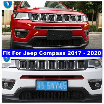 Priekšējā Bufera Restes Gaisa Kondicionieris, MAIŅSTRĀVAS Kontaktligzdas Rāmja Vāks Melns, piemērots Jeep Compass 2017. - 2021. Gadam Piederumi Ārējie Pielāgošanas Komplekts