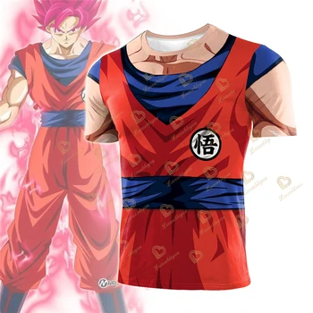 Anime Dragon-ball Tshirt Vīriešu T-krekls Vīriešu, Sieviešu T-krekls Harajuku Goku Iespiests Augšējā T Unisex Kompresijas T-Krekls