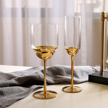 Radošā Garš Vīna Glāzi Kausa Kokteili Šampanieša Glāzi Galvanizācijas Kristāla Stikla Goblet Metāla Tekstūru Modes Vīna Glāzi