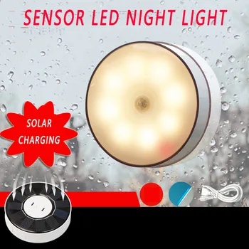 Magnētiskā Guļamistabas Sienas Bezvadu Saules Enerģijas taupīšanas Ķermeņa Indukcijas Lampas USB Uzlādes Kustību Infrasarkanais Sensors, LED Nakts Gaisma