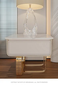 Itālijas vienkāršs gaismas luksusa marmora naktsgaldiņš Hong Kong stila guļamistabas gultas skapītis ļoti vienkāršas tabulas