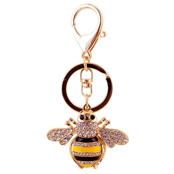 Modes Kulons Kukaiņu Keychain Cute Maz Bišu Atslēgu Piekariņi Sakausējuma Rhinestone Rotaslietas Auto Atslēgu Gredzens Sieviete Soma Gredzens