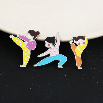 Ķīniešu stila tapas cīņas mākslas karikatūra meitene broša cute meitene pin savvaļas džemperis piederumi kung fu broša mugursoma žetons