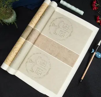 5pc Archaize batik Deviņus vārdus Pantiņš Papīra Puse-Raw Pusi-Pienācis Kaligrāfijas Izmantot papīra 48x180cm
