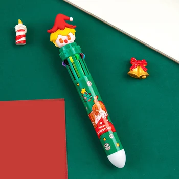 2022 Ziemassvētku 10-krāsu Lodīšu Pildspalvu Studentu Nospiediet tipa Claus Cute Skolas Pildspalvas Pildspalvas Dāvanu Krāsu Lodīšu Piederumi Ziemassvētki