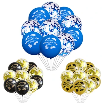Komplekts 10 GAB Happy Tēva Diena Balonu Konfeti Balonu Ūsas Partijas Apdare, lai Tētis Zelta / Melna / Zila