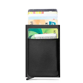 Alumīnija Maks, Kartes Turētāju Atpakaļ Kabatā RFID Pretbloķēšanas Mini Slim Metāla Seifu, Automātiskie Pop Up Kredītkartes Monēta Maku