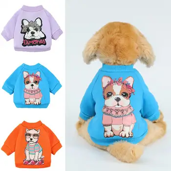Suņu sporta Krekls Mājdzīvnieku Apģērbu Karikatūra Modelis Kleitu-up Ādai draudzīgu Cute Pet Suņiem sporta Krekls Ziemas Kostīms
