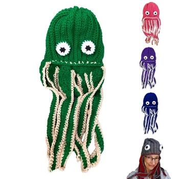 Ziemas Cepure Unisex Astoņkāji Cepure ar Ausu Atlokiem Universālā Pārgājienu Cepuri Puse Aksesuāri