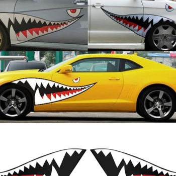 2gab 2022 Jauno Fun DIY Auto Uzlīmes Karikatūra Haizivs Mute, Zobs, Zobi, Stilīgs Grafikas PVC Ūdensnecaurlaidīga Uzlīme Apdare Automašīnas