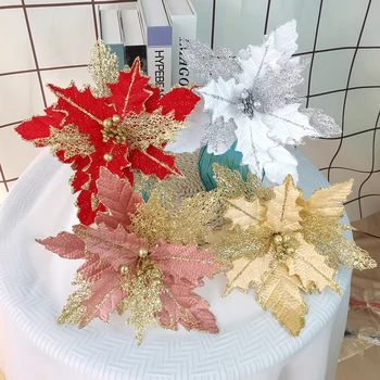 Viltus ziedi Ziemassvētkiem mājās apdare productsnet dzijas putekļu Ziemassvētku ziedi, dekori eglīšu dekorēšana aksesuāri