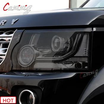 2X Automašīnas Lukturi Nokrāsu Kūpinātas Melnu Caurspīdīgu aizsargplēvi TPU Uzlīme Par Land Rover Discovery 4 LR4 2009-2016 Piederumi