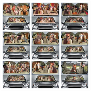 BRAUKŠANA ZIRGA Auto Vējstikla Saules Ēnā Funny Dzīvnieku Personalizētu Salokāms saulessarga Aizsargs Saulessargs Automašīnas Kravas automašīnu SUV