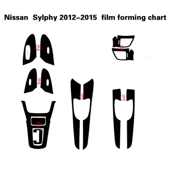 5D Oglekļa Šķiedras Uzlīmes Nissan Sentra Sylphy 2012-2015 Interjera Centrālais Vadības Panelis Durvju Uzlīmes Car Styling Accessorie