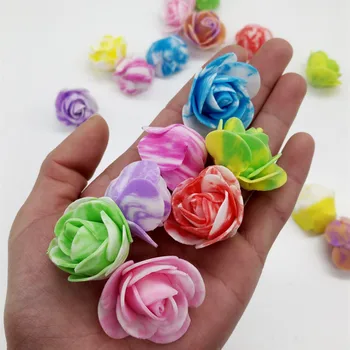 Kāzu Mājas Apdare 50gab Mākslīgie Mini PE Putu Rožu Ziedu Galvas, Roku darbs Scrapbooking Rose Puķu Skūpsts Bumbu amatniecības ziedu