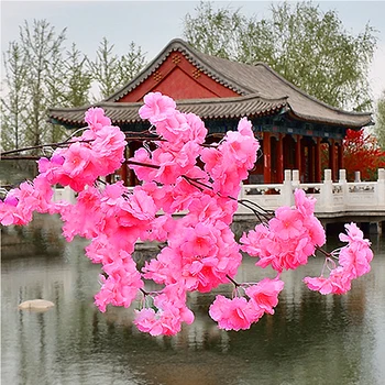 1gb Kāzu Simulācijas Ķiršu Ziedu Dārzs Simulācijas Ķiršu Ziedu, Augu Apdare Puse Plastmasas Imitācijas Cherry Blossom