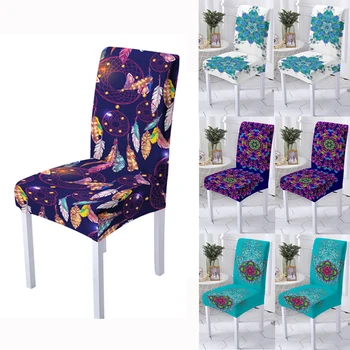 3D Digital Print Ziedu Stiept Spandex Krēslu Segtu Augstu atzveltni Krēsls Aizsargs Slipcover par Resterant Kāzu svinības Ēdamistaba