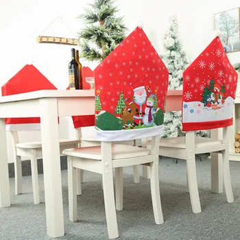 Ziemassvētku Krēsla Pārsegs Santa Claus, Sniegavīrs Krēsla Aizmugurējo Vāciņu Ziemassvētku Vakariņu Galda zvaigžņu viesnīca Dekoru Brīvdienu Puse Ziemassvētku Rotājumu