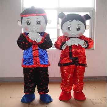 Zēns un Meitene Talismans Kostīmu Ķīniešu Bērni bērnu Cosplay Mascotte Adulte Karnevāla Puse Kleita Halloween Darbības Talismani
