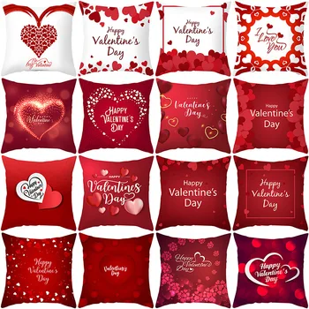 Valentīna Dienā Sarkanu Burtu Mīlestība Sērijas Poliestera Mājas Apdare Spilvena Segums Dzīves Telpu Dekorēšana Spilvens