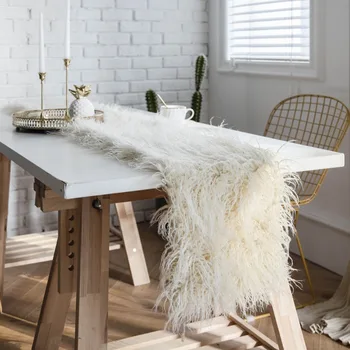 luksusa mākslīgās vilnas galda runner banquetl ilgi plīša galdauts, galda paklājiņš, dekoratīvo auduma korpusa mēbeles gultas runner