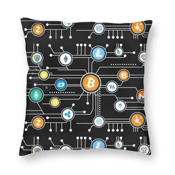 Cryptocurrency Bitcoin Altcoin Blockchain Logo Mūsdienu Mest Spilvens Segtu Mājas Dekoru Ethereum Dīvāna Spilvenu Mājas Apdare