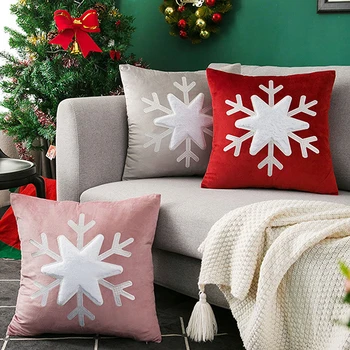 Ziemassvētku Spilvens Segums 45X45 Sniegpārslas Samta Hugging Spilvena apvalks apvalks ar Modes Ziemassvētku Home Decoration Sofa Guļamistaba