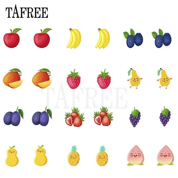 TAFREE Akrila Persiku, Banānu žeņšeņa augļu Auskari ar Epoksīdsveķu Klipu par Auskari Tiny auss klipsis Jaunu Modes Rotaslietas