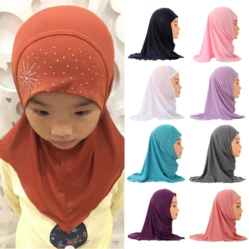 1PC Meitenes Bērniem Puķu Lakatu Musulmaņu Hijab Šalle Fit 2-7 Gadiem Islāma Arābu Šalles Šalles Headwrap Turban Vāciņi