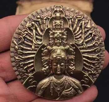 Tīra vara piemiņas medaljonu tūkstoši rokās Guanyin precizitāti lietie vara Medaljons tūkstoši rokās Guanyin