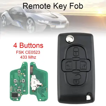 FSK 433Mhz 4 Pogas Flip Locīšanas Tālvadības Atslēgu Fob Kontrole ar ID46 Čipu un HU83 Asmens CE0523 piemērots Peugeot 1007 Citroen karstā