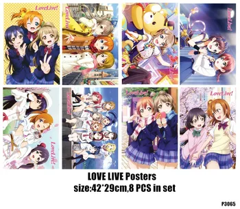 8pcs/Daudz LoveLive Plakāti Rotaļlietas Iekļautas 8 Dažādu Attēlu Anime Patīk Dzīvot Plakātu Izmērs 42x29 CM