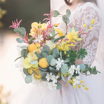 Pielāgot korejas līgava kāzu Roku turot buķeti mākslīgā zīda ziedu kāzu dekorēšana piederumi aksesuāri kāzu viltus ziedu