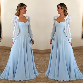 Zila Balles Kleitas 2020. Gadam Mīļotā Ziedi Puff Piedurknēm Balles Kleitas-Line Elegants Puse Vakara Kleitas Vestidos De Gala