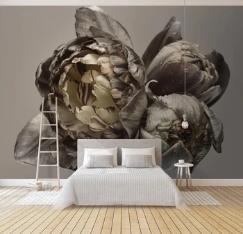 Pasūtījuma sienas tapetes 3D Eiropas un Amerikāņu retro ziedu dzīvojamā istaba fonā sienas gleznojums, dekoratīvais krāsojums