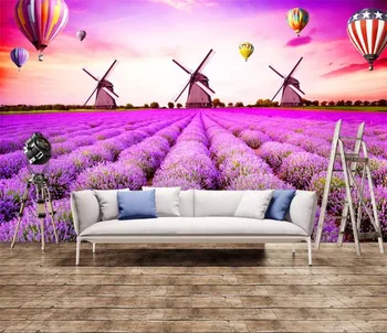 Lavandas Ziedu Tapetes 3D Sienu uz Dzīvojamās Istabas Dīvāna TV Fona Sienu Dekoratīva foto sienas sienas papel de parede 3d pasūtījuma