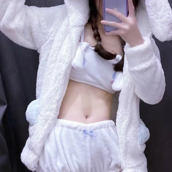 Sexy Bunny Girl Trušu Cosplay Apģērbs Balta, Rozā Cute Anime Biksītes Spēlē Istabene Kostīms Mīksta Samta Sleepwear Kawaii Apakšveļa