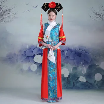Karstā Pārdošanas 5 krāsas ar jaunajām Izšūšanas meitene Qing Dynasty Princese Kostīms sieviešu seno tiesa kleita cosplay skatuves sniegumu