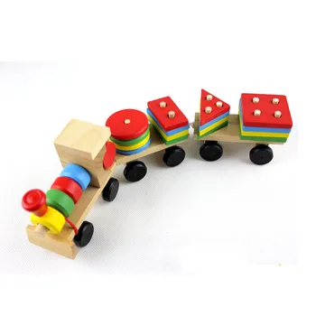 krāsains bērnu koka rotaļlietu pull vilcienu, celtniecības bloki, rotaļlietas