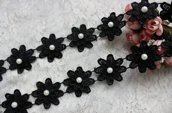 5 metri/Daudz Vintage Black Pearl Mežģīnes Līgavas fāzēm Mežģīnes Apgriešana, kostīmu dizains, mežģīnes, piederumi