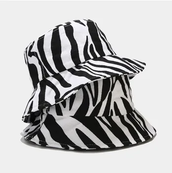Zebras svītras Kausa Cepure Vasaras Sievietes Cilvēks Kokvilnas Cepurīte Meitenes Āra pludmales Modes Bob Saule Cilvēks panamas cepure